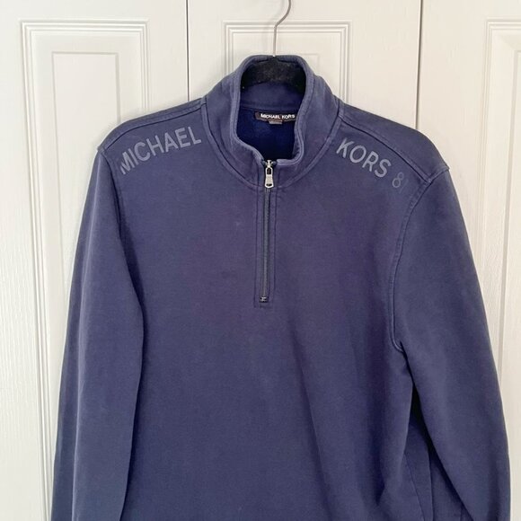 Michael Kors Spell Out Logo Quarter Zip Long Sleeve Fleece Sweatshirt Jacket - Picture 2 of 11